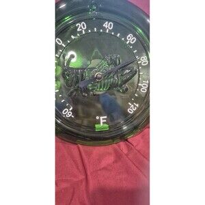 Koch Grasshopper Suncatcher 10" Thick Green Glass Dial Thermometer Suncatcher